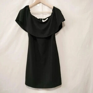 Charles Henry Size Small Black Bid Neckline Lined Short Sleeves Minimalist Dress